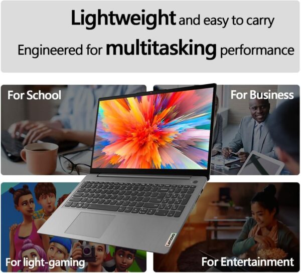 Ordinateur portable Lenovo IdeaPad 1 Home, écran FHD 15,6 pouces, processeur Intel Celeron Dual Core, 12 Go de RAM, 384 Go de stockage – Image 3